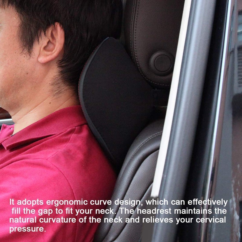 awave bloom Car Headrest,Car Seat Neck Rest Pillow,Comfort Headrest Cushion for Chair,100% Memory Foam Cervical Support,Leather Headrest for Driving,Relieve Neck Pain,Neck Supports for Car(Black) - Image 4